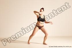 Underwear Martial art Woman White Moving poses Average long colored Dynamic poses Academic